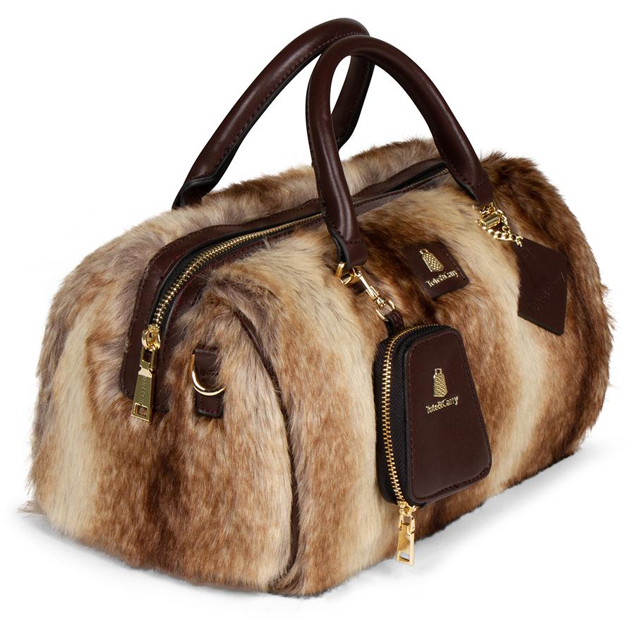 BROWN CHINCHILLA FUR PURSE