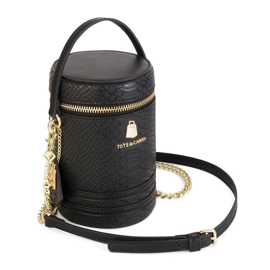 BLACK MINI BARREL PURSE