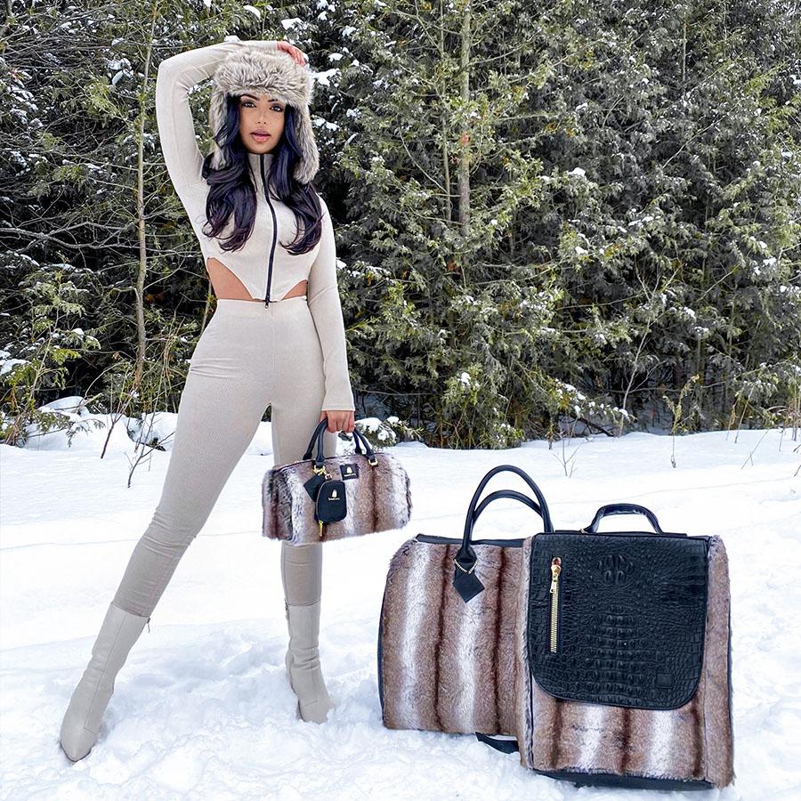 Grey Apollo 3 Chinchilla Fur Travel Set