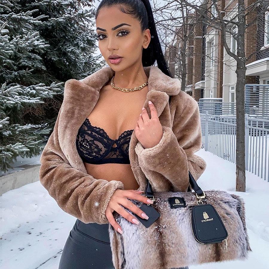 BLACK TONE CHINCHILLA FUR PURSE