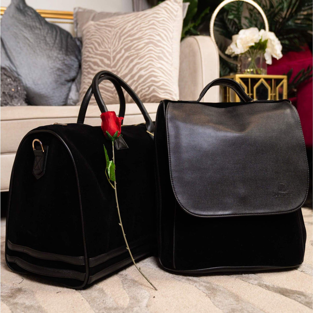 Black Velour Backpack - Tote&Carry