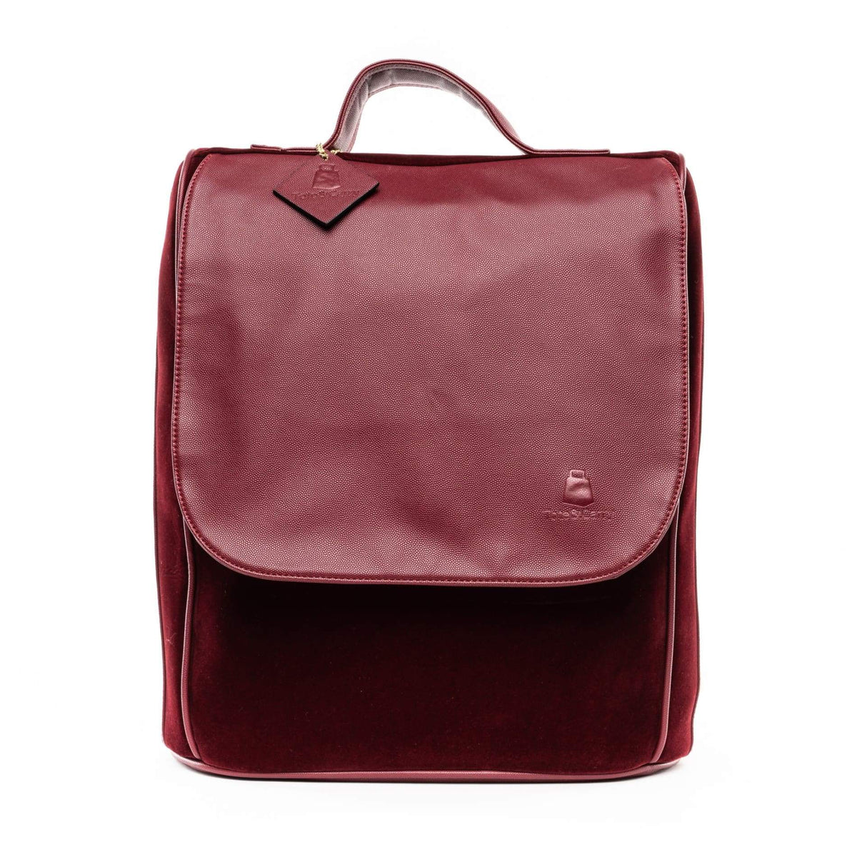 Burgundy Velour Backpack - Tote&Carry