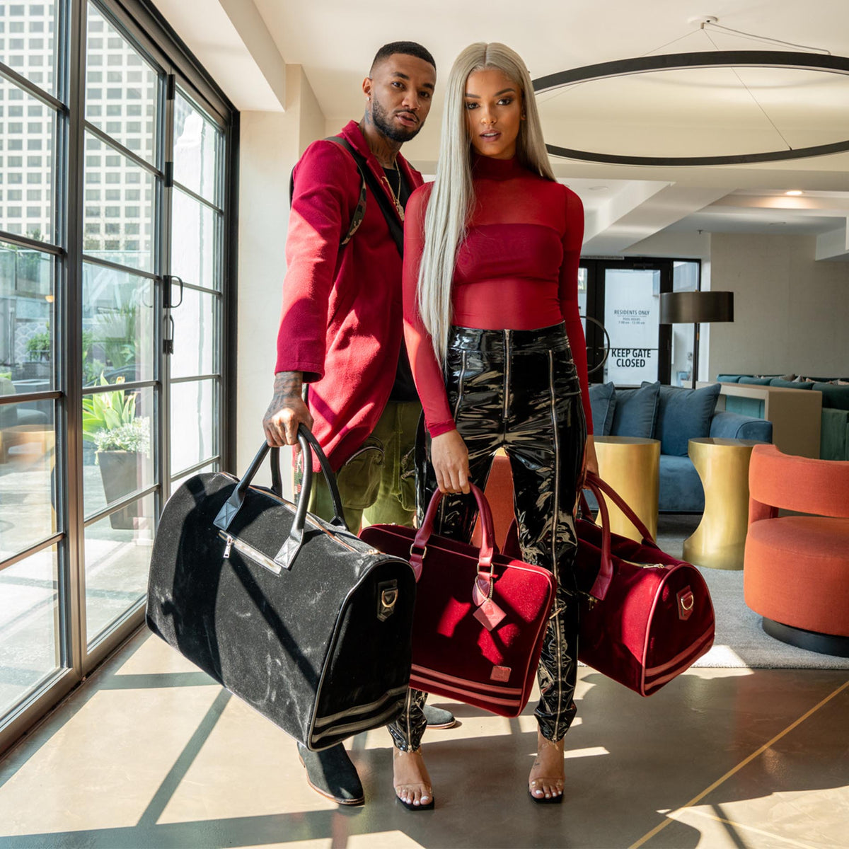 Burgundy Velour Duffle
