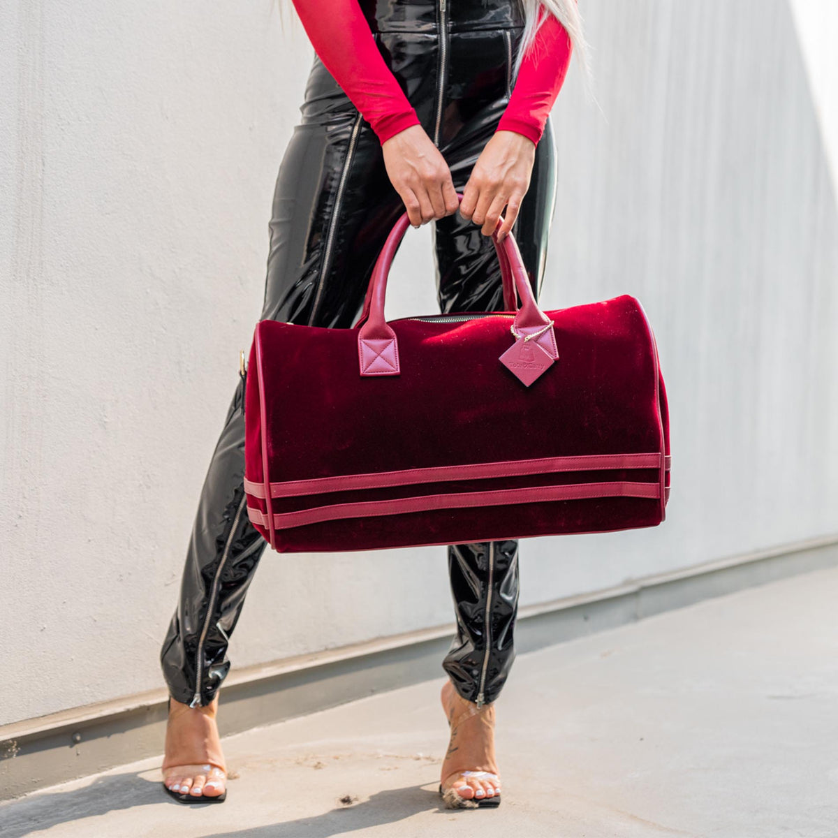 Burgundy Velour Duffle